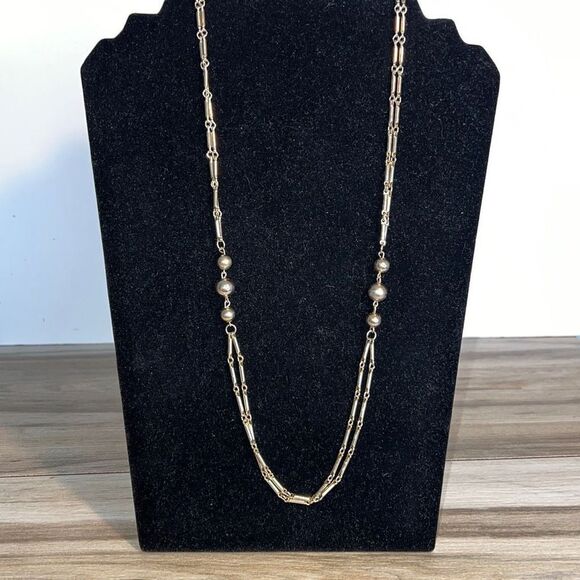 Multi Strand Gold Tone Ball Chain Necklace - Picture 1 of 7